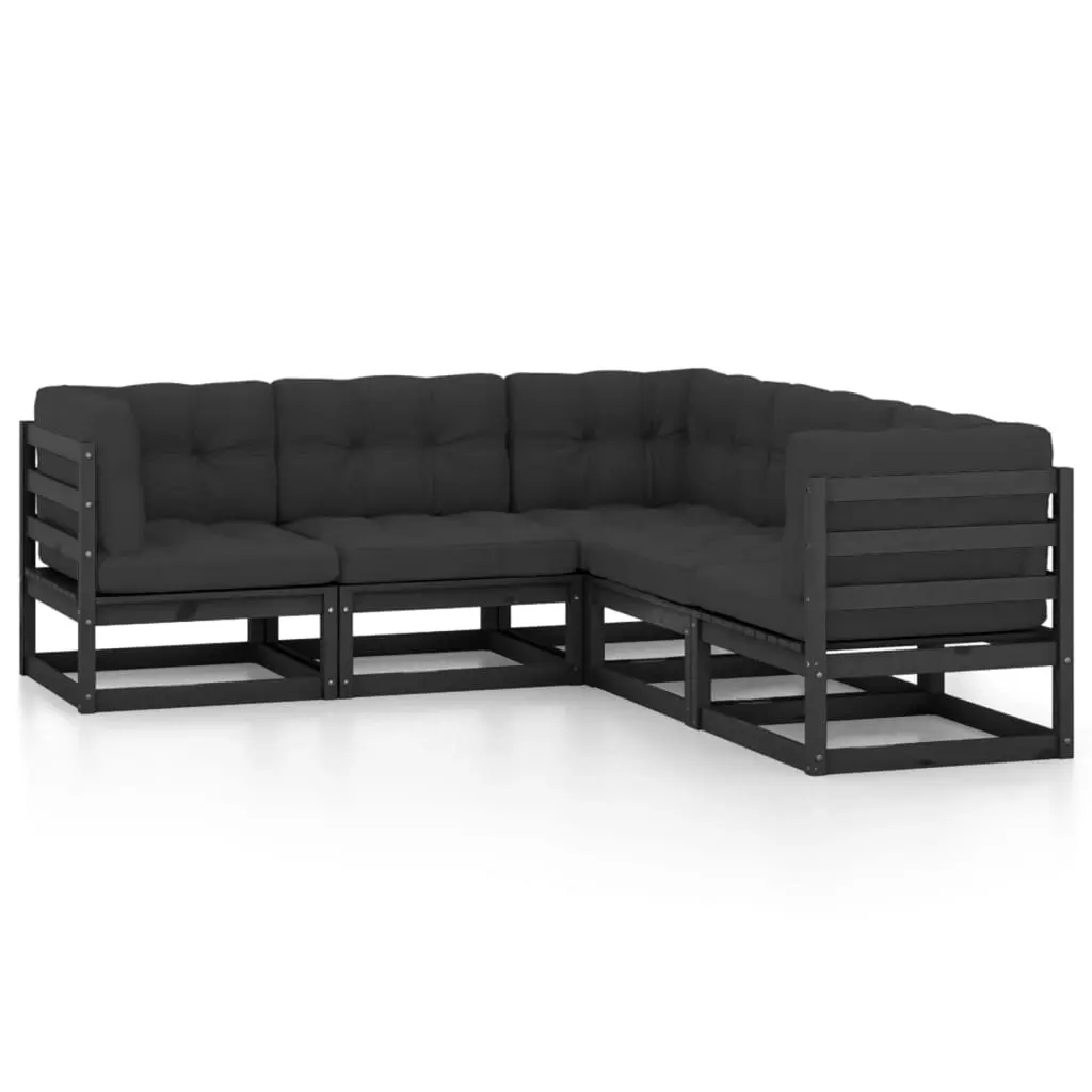5 Piece Garden Lounge Set with Cushions Solid Pinewood 3076778 - Furniture