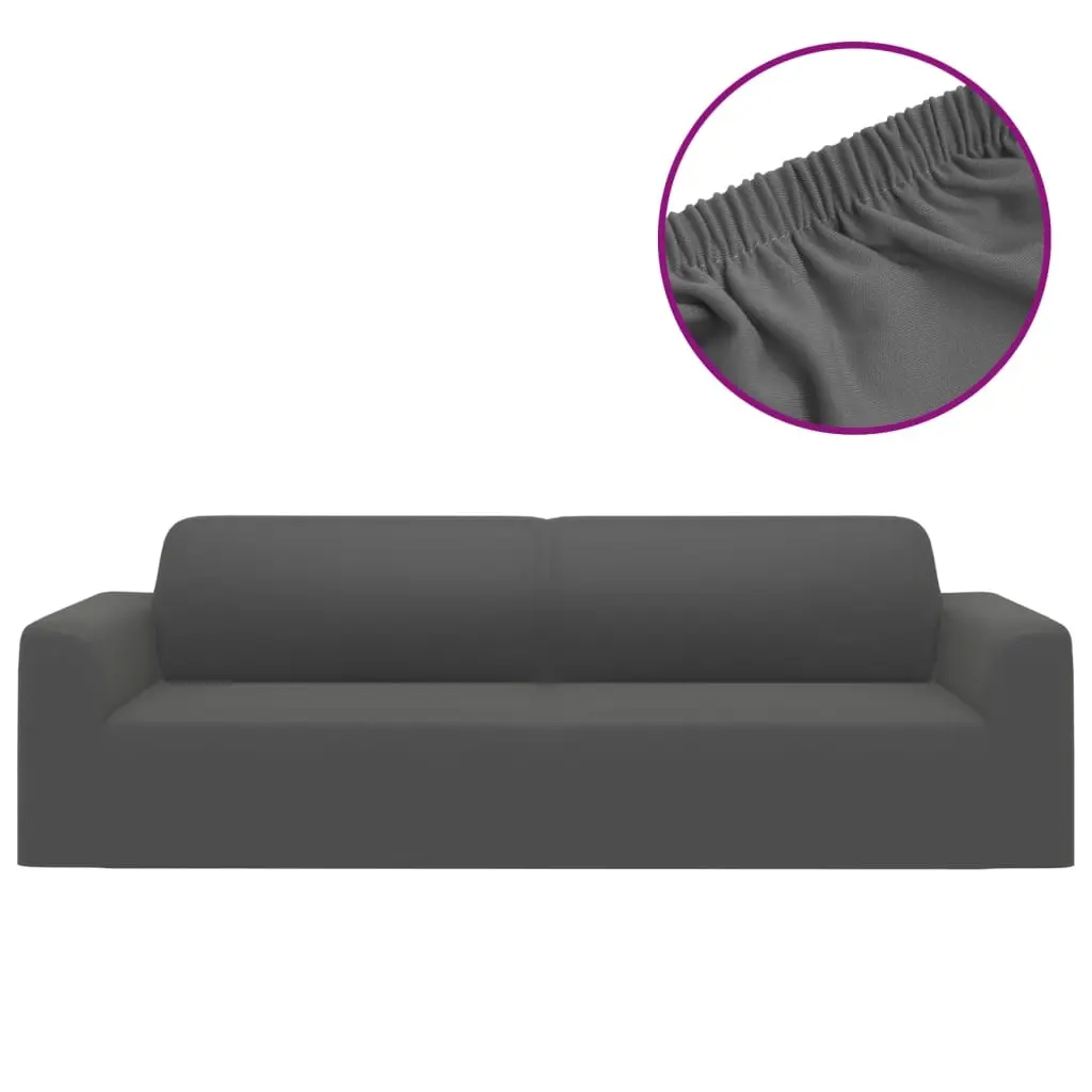 3-Seater Stretch Couch Slipcover Anthracite Polyester Jersey 332938