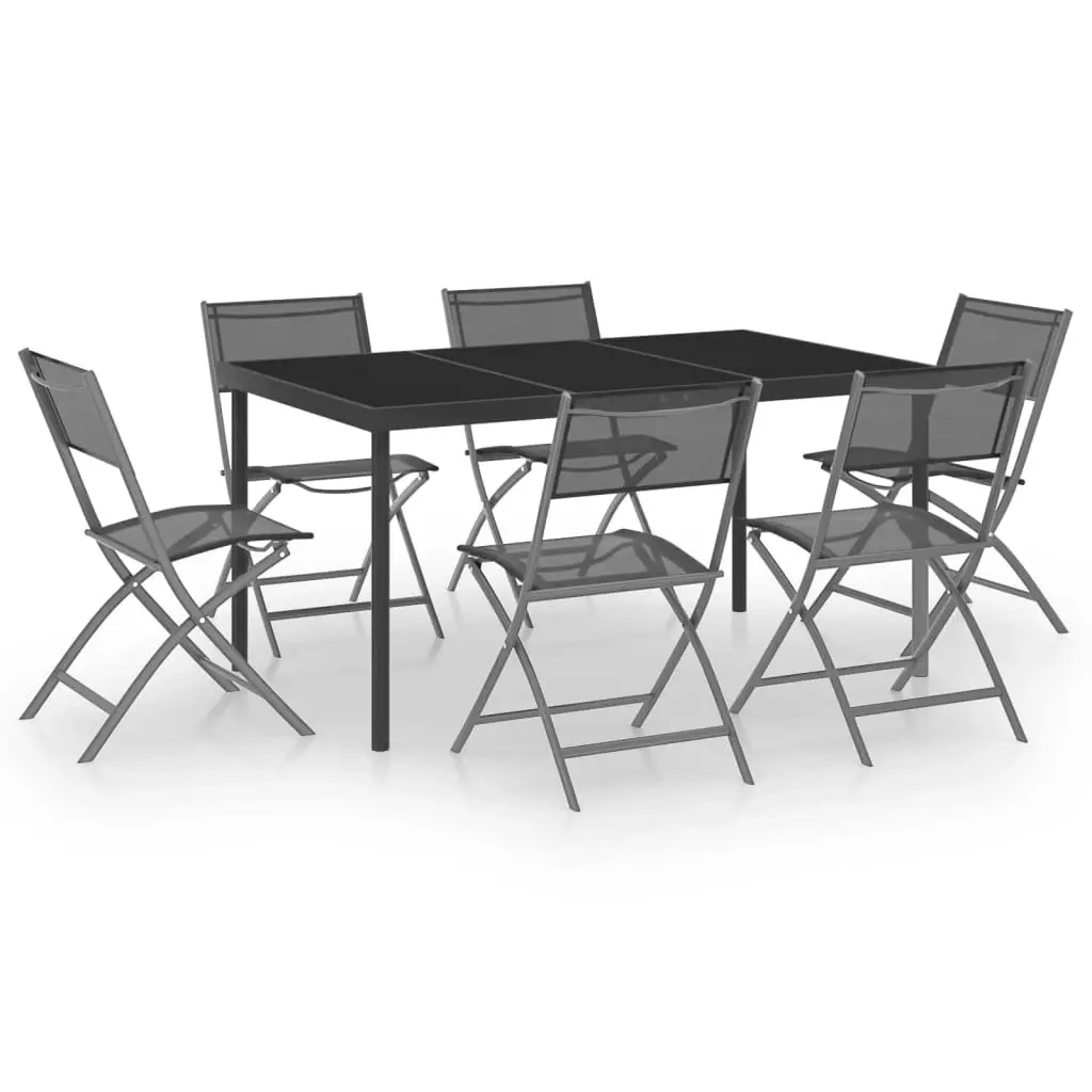 7 Piece Outdoor Dining Set Steel 3073494 - Furniture