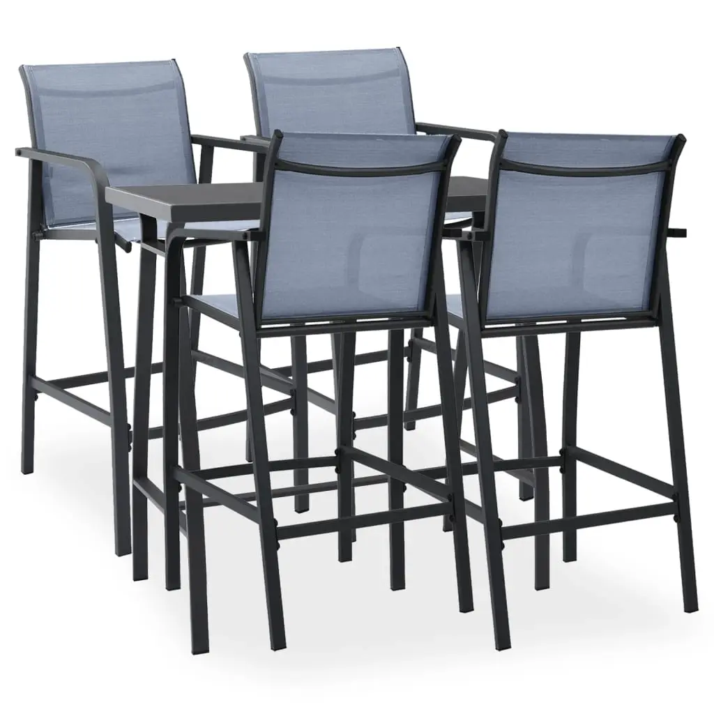 5 Piece Garden Bar Set Black and Grey 3073577 - Furniture
