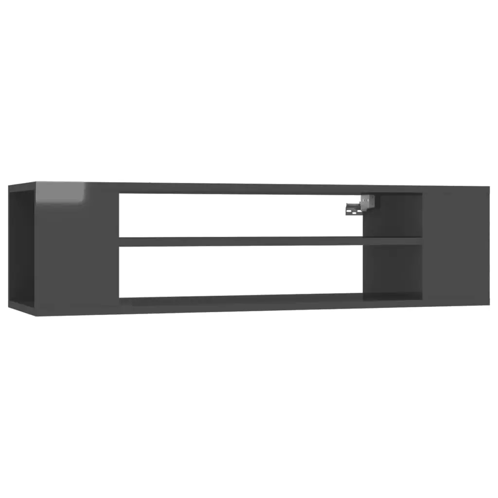 Hanging TV Cabinet High Gloss Grey 100x30x26.5 cm Engineered Wood 806237 - Furniture