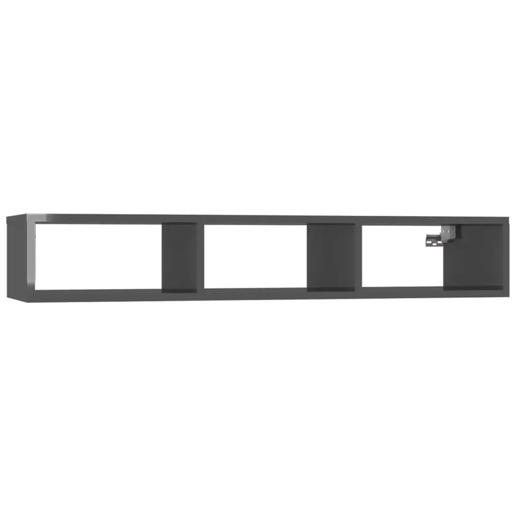 Wall Shelf High Gloss Grey 102x30x17 cm Engineered Wood 806255 - Furniture