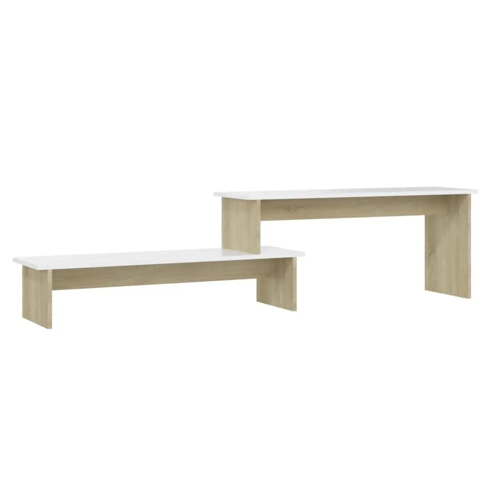 TV Cabinet Sonoma Oak and White 180x30x43 cm Engineered Wood 806270 - Furniture