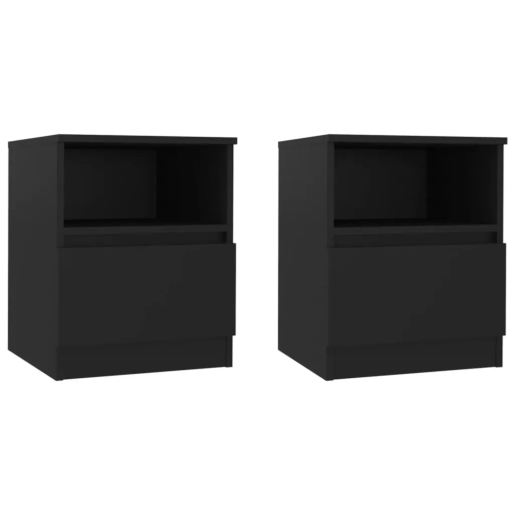 Bed Cabinets 2 pcs Black 40x40x50 cm Engineered Wood 806160 - Furniture