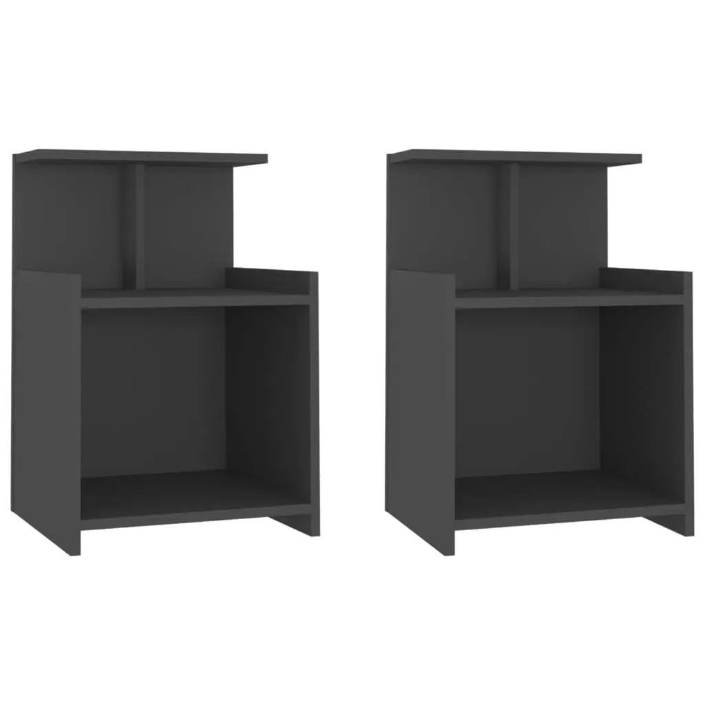 Bed Cabinets 2 pcs Grey 40x35x60 cm Engineered Wood 806180 - Furniture