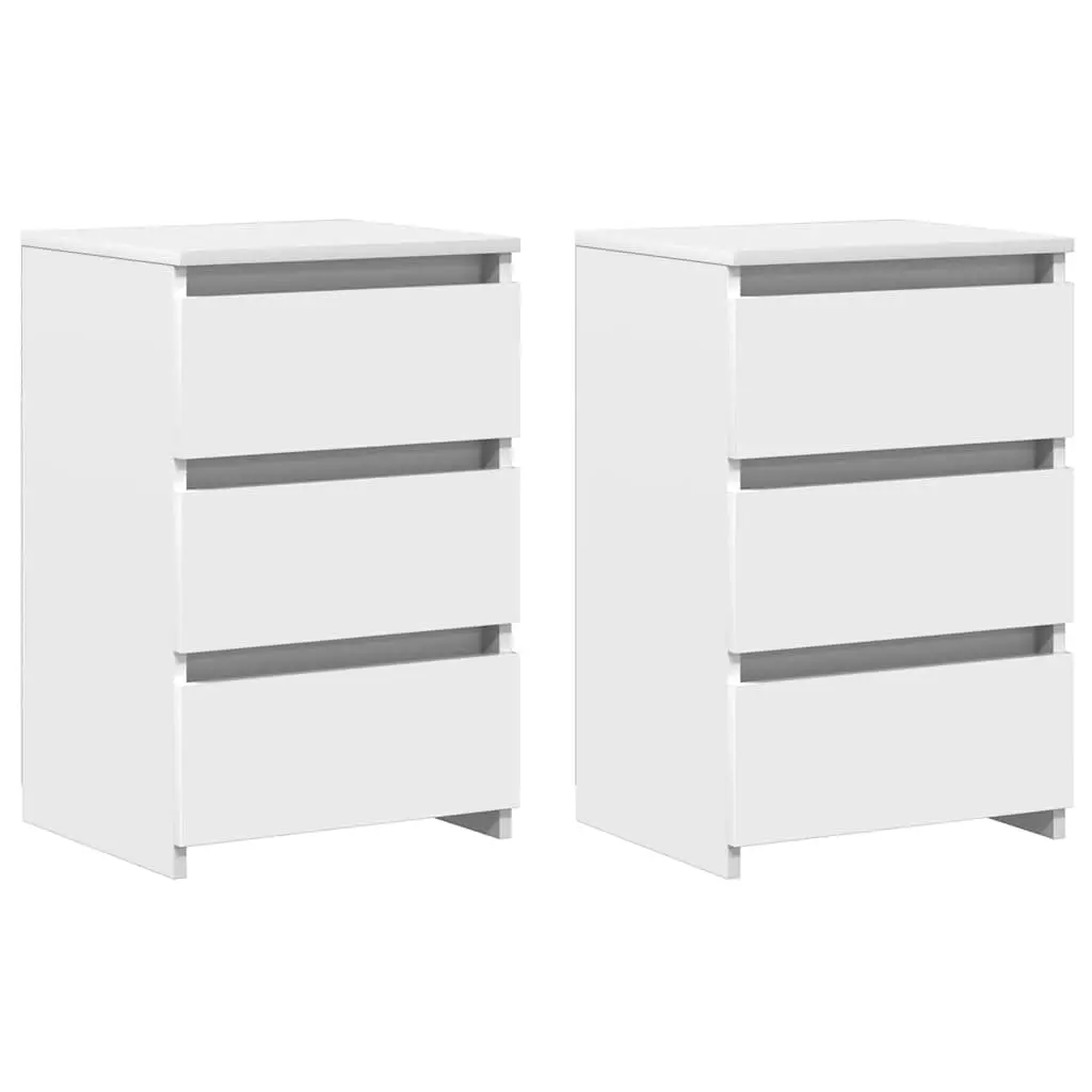 Bed Cabinets 2 pcs White 40x35x62.5 cm Engineered Wood 806212 - Furniture
