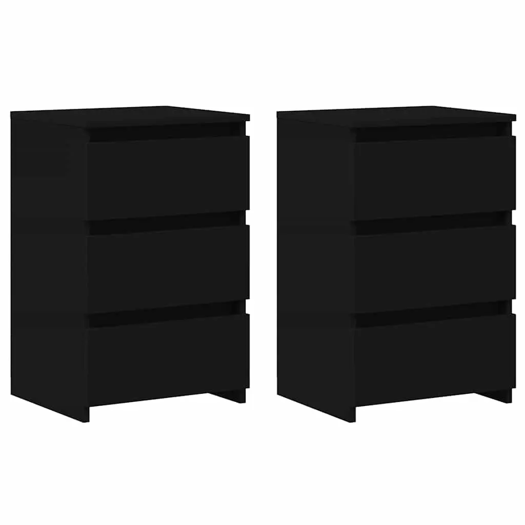 Bed Cabinets 2 pcs Black 40x35x62.5 cm Engineered Wood 806214 - Furniture