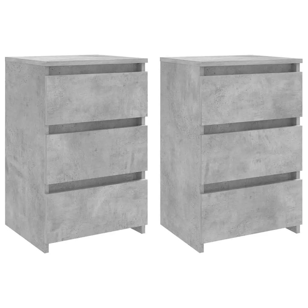 Bed Cabinets 2 pcs Concrete Grey 40x35x62.5 cm Engineered Wood 806220 - Furniture