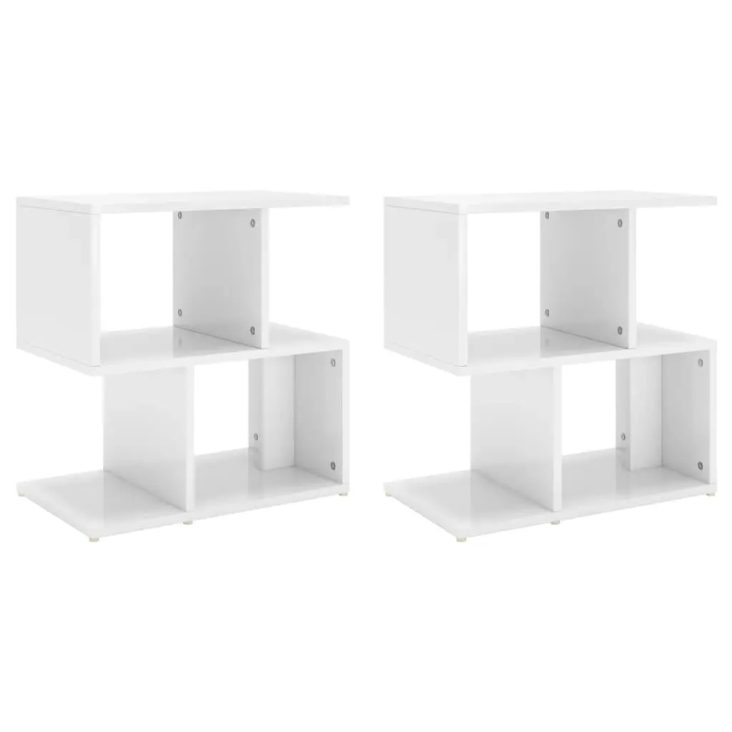 Bedside Cabinets 2 pcs High Gloss White 50x30x51.5 cm Engineered Wood 806377 - Furniture