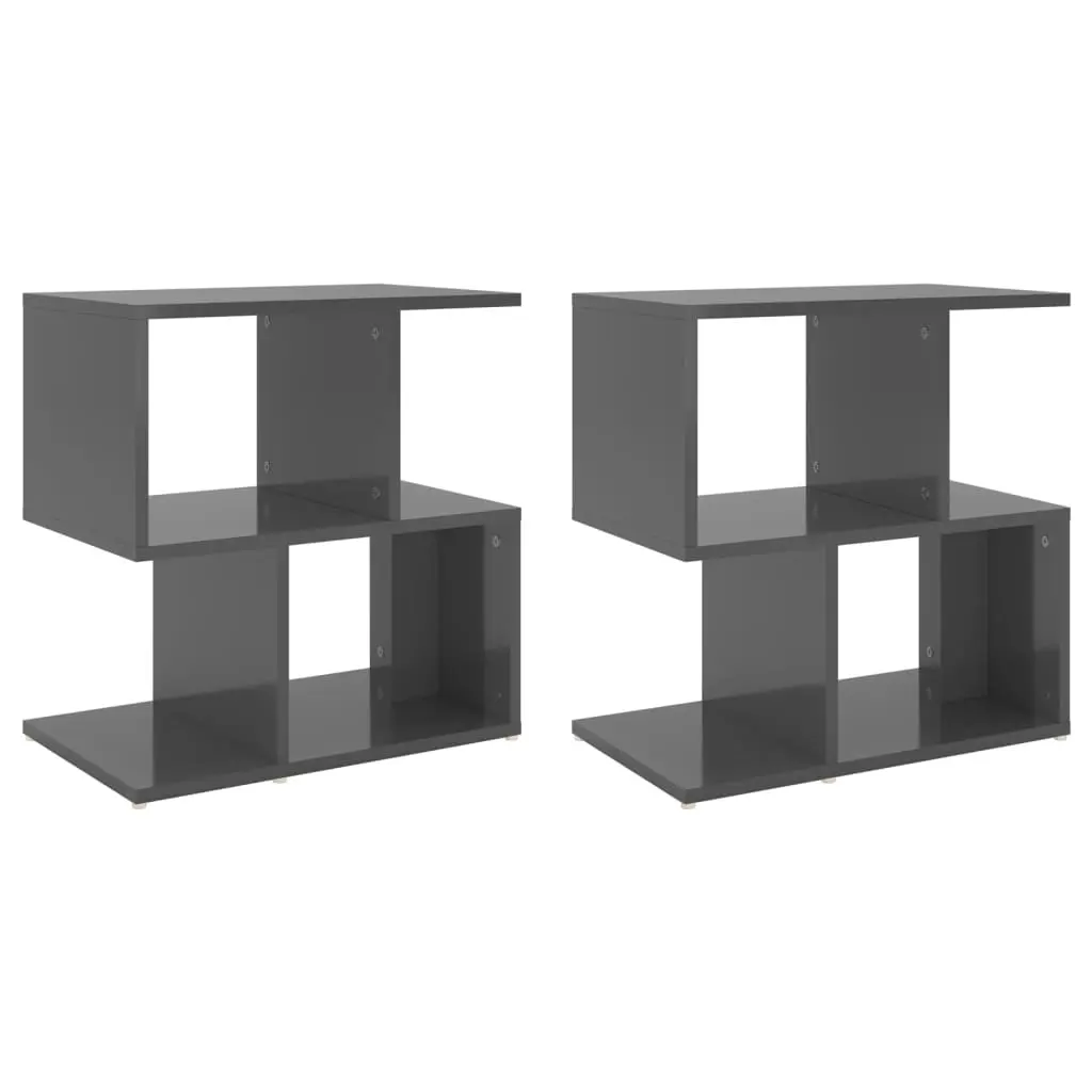 Bedside Cabinets 2 pcs High Gloss Grey 50x30x51.5 cm Engineered Wood 806381 - Furniture
