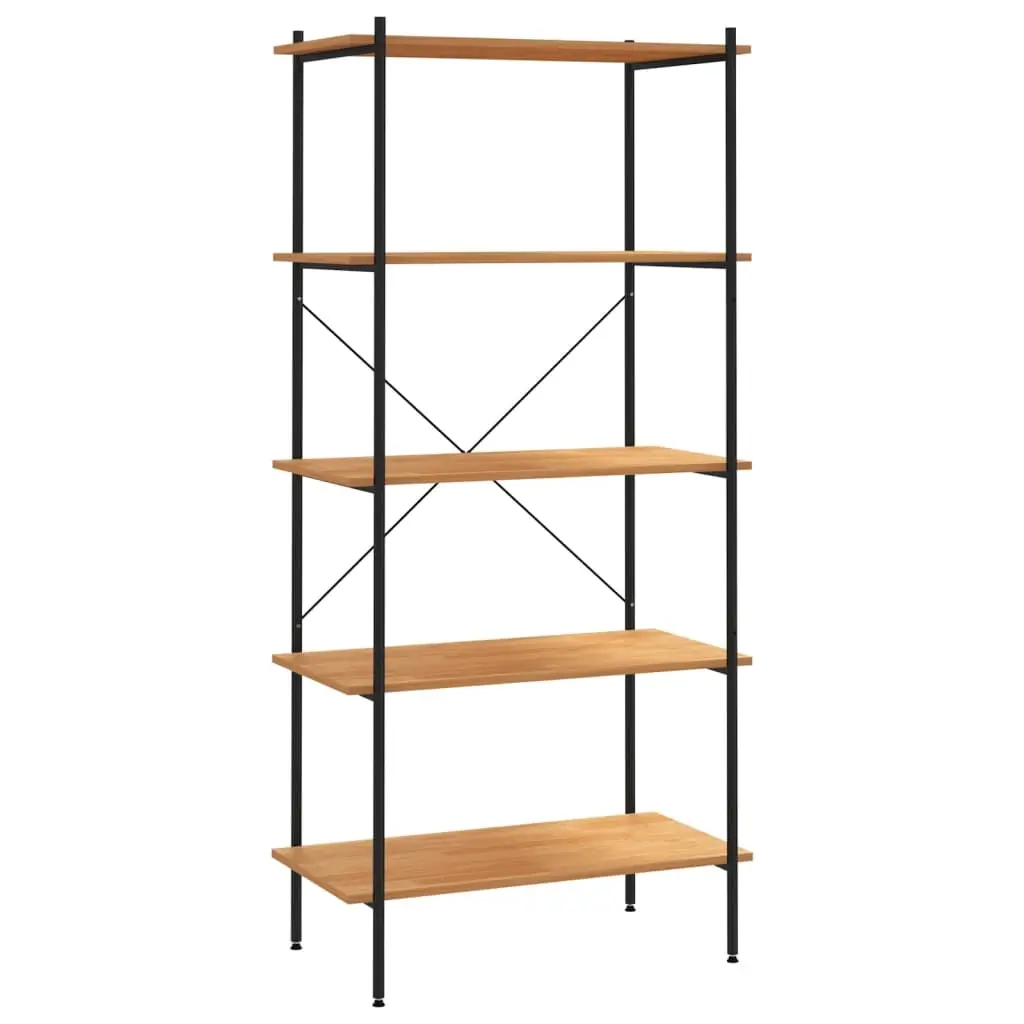 5-Tier Shelving Unit Black and Oak 80x40x163 cm 336348