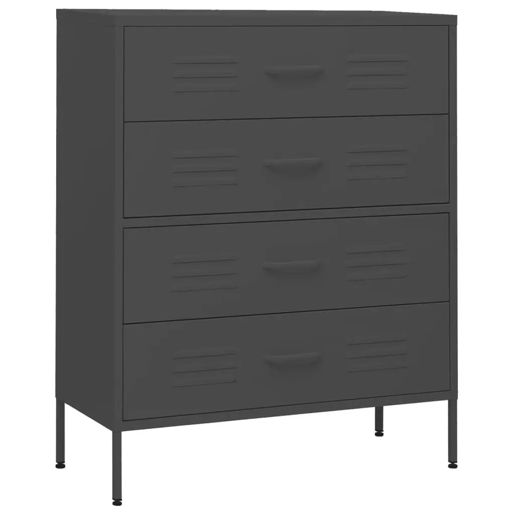 Chest of Drawers Anthracite 80x35x101.5 cm Steel 336204 - Furniture