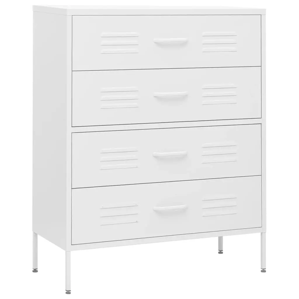Chest of Drawers White 80x35x101.5 cm Steel 336206 - Furniture