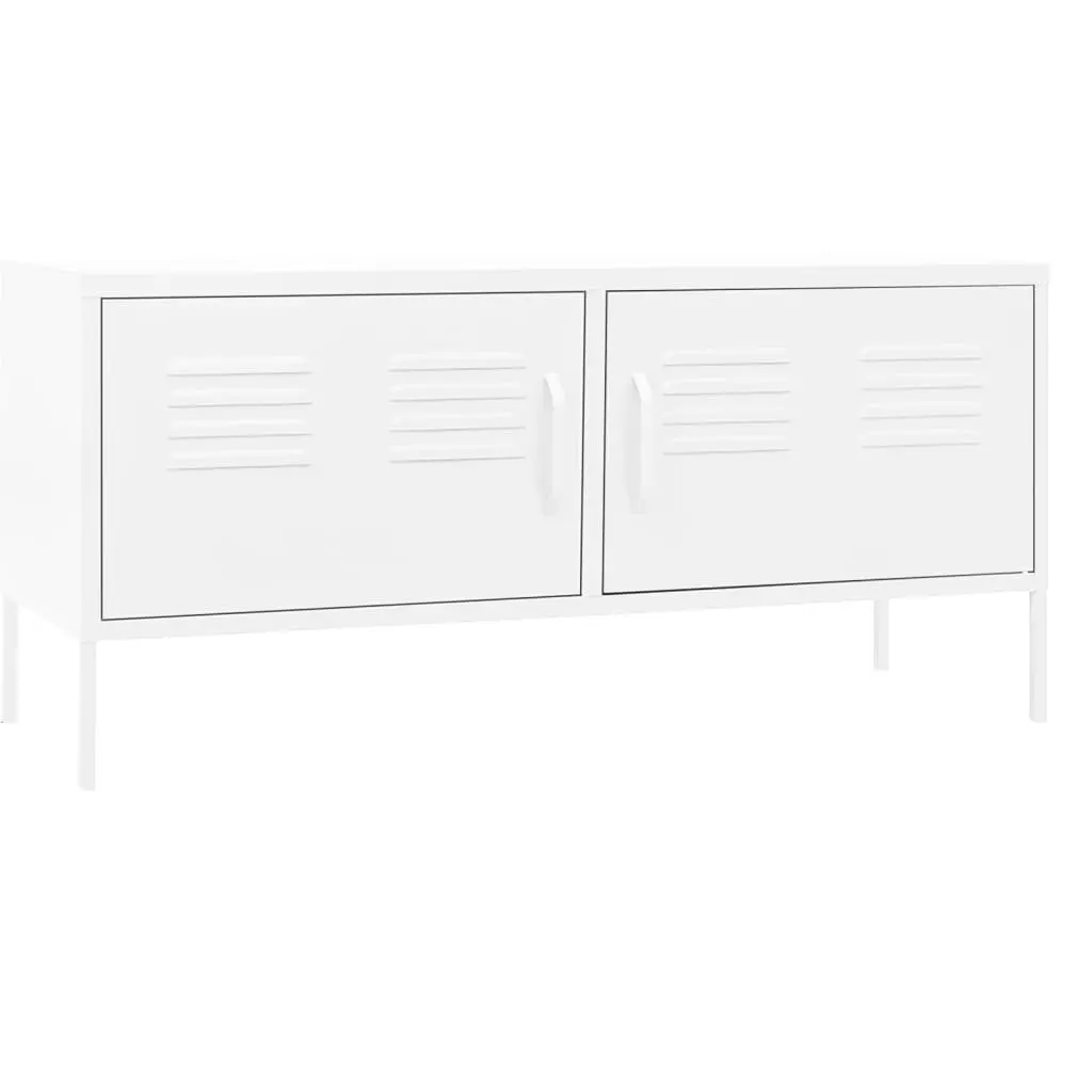 TV Cabinet White 105x35x50 cm Steel 336233 - Furniture
