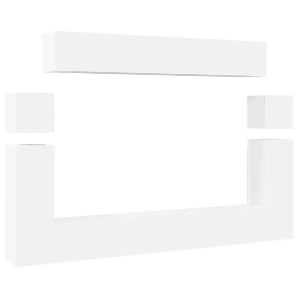 8 Piece TV Cabinet Set White Engineered Wood 3078725 - Furniture