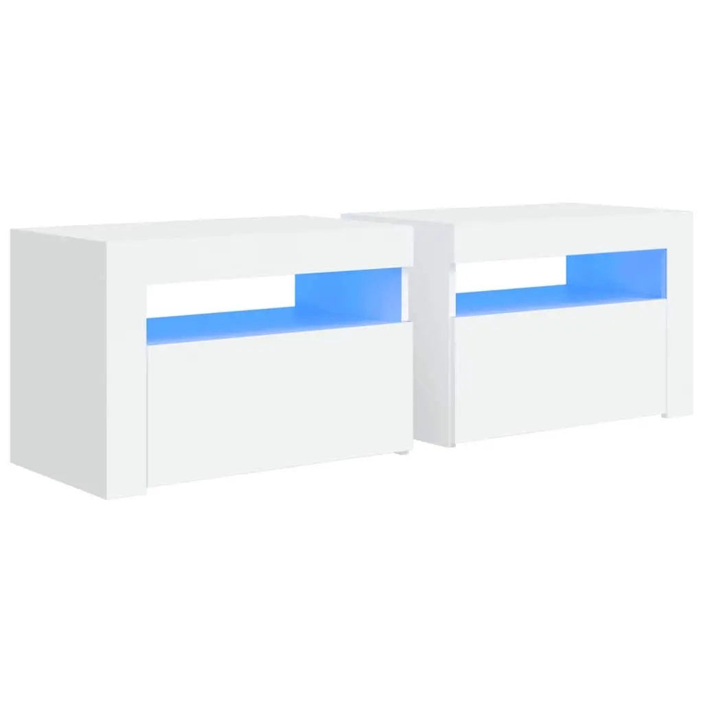 Bedside Cabinets 2 pcs with LEDs White 60x35x40 cm 3080734 - Furniture