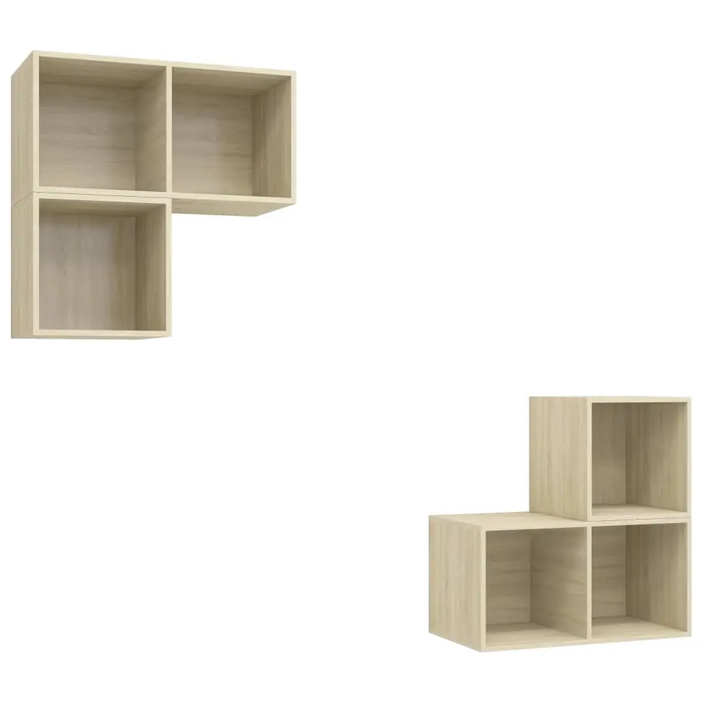 4 Piece TV Cabinet Set Sonoma Oak Engineered Wood 3079766 - Furniture