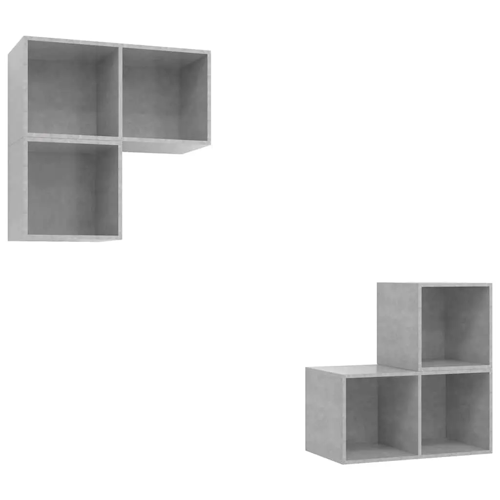 4 Piece TV Cabinet Set Concrete Grey Engineered Wood 3079767 - Furniture