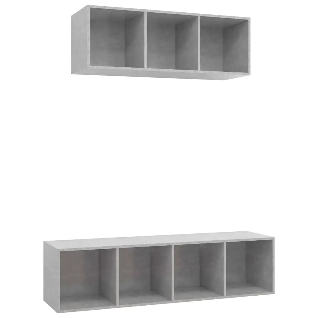 2 Piece TV Cabinet Set Concrete Grey Engineered Wood 3079794 - Furniture