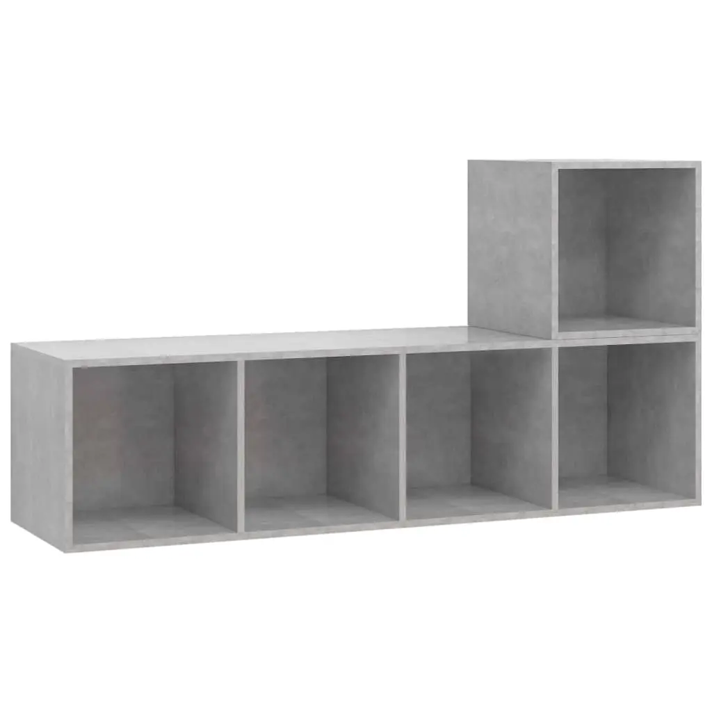 2 Piece TV Cabinet Set Concrete Grey Engineered Wood 3079803 - Furniture