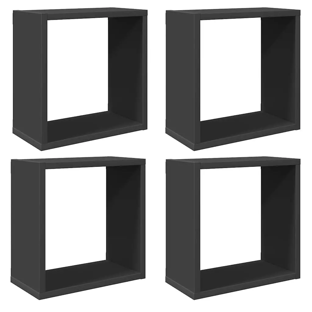 Wall Cube Shelves 4 pcs Grey 30x15x30 cm 807005 - Furniture