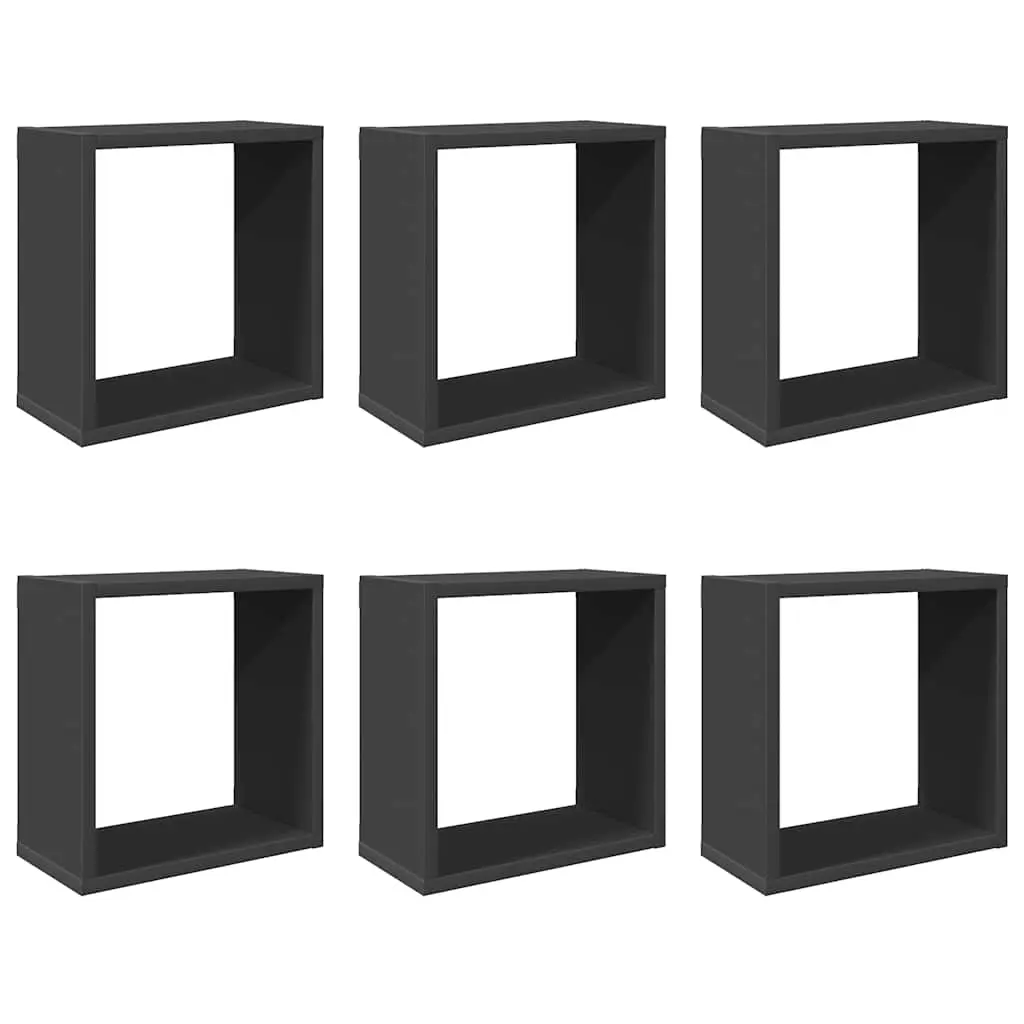 Wall Cube Shelves 6 pcs Grey 30x15x30 cm 807006 - Furniture