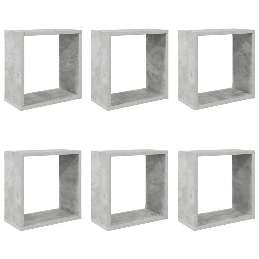 Wall Cube Shelves 6 pcs Concrete Grey 30x15x30 cm 807012 - Furniture