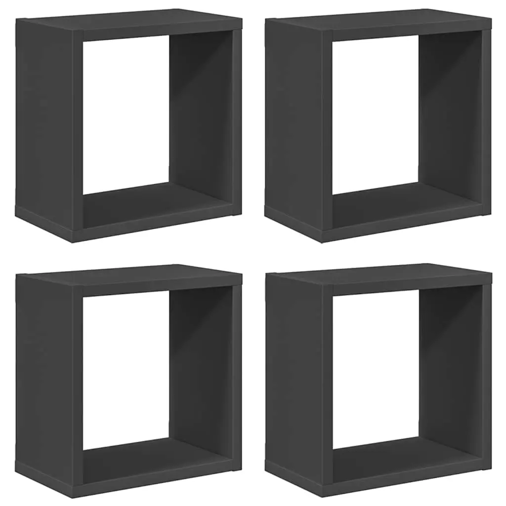Wall Cube Shelves 4 pcs Grey 26x15x26 cm 807032 - Furniture