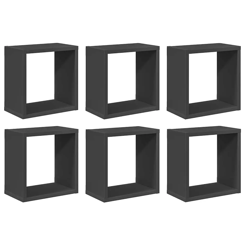 Wall Cube Shelves 6 pcs Grey 26x15x26 cm 807033 - Furniture