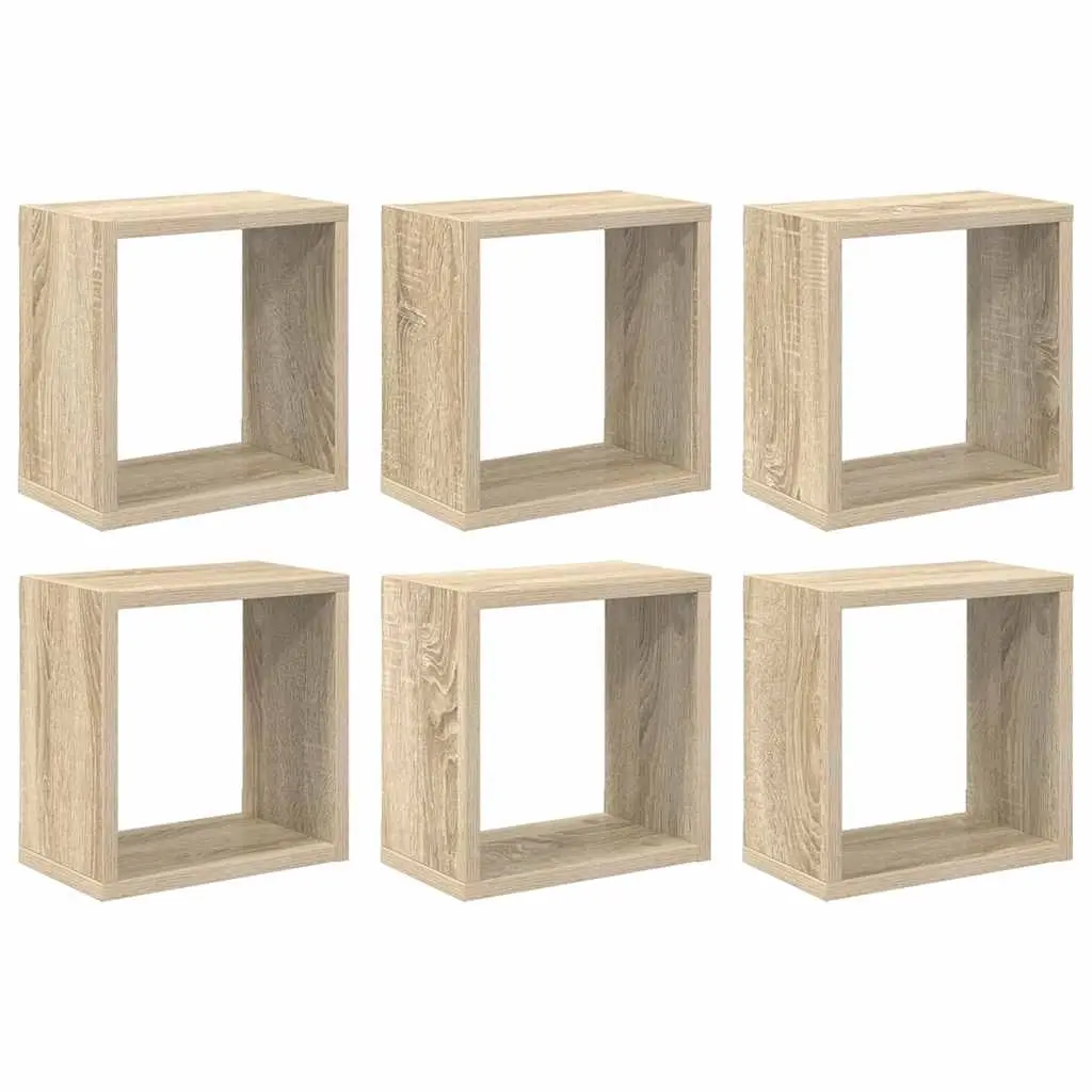 Wall Cube Shelves 6 pcs Sonoma Oak 26x15x26 cm 807036 - Furniture