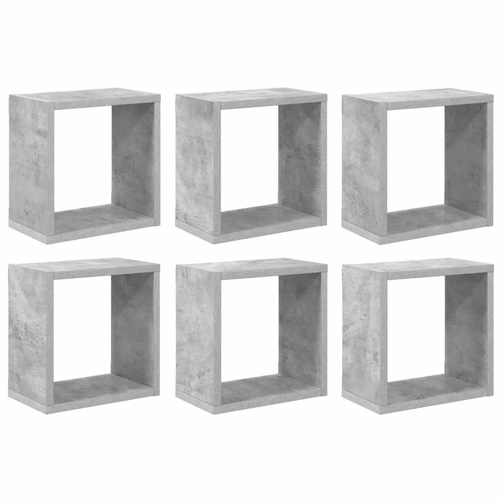 Wall Cube Shelves 6 pcs Concrete Grey 26x15x26 cm 807039 - Furniture
