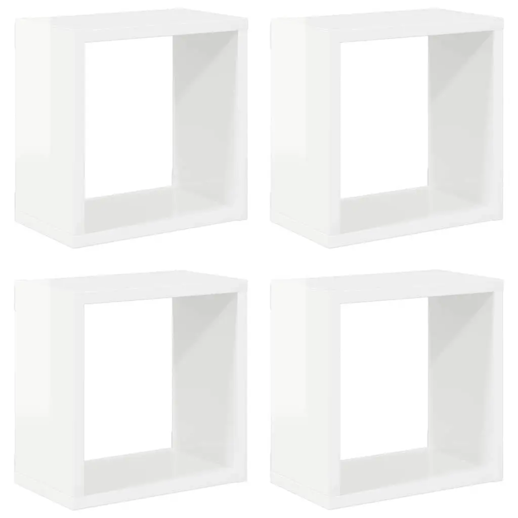 Wall Cube Shelves 4 pcs High Gloss White 26x15x26 cm 807044 - Furniture