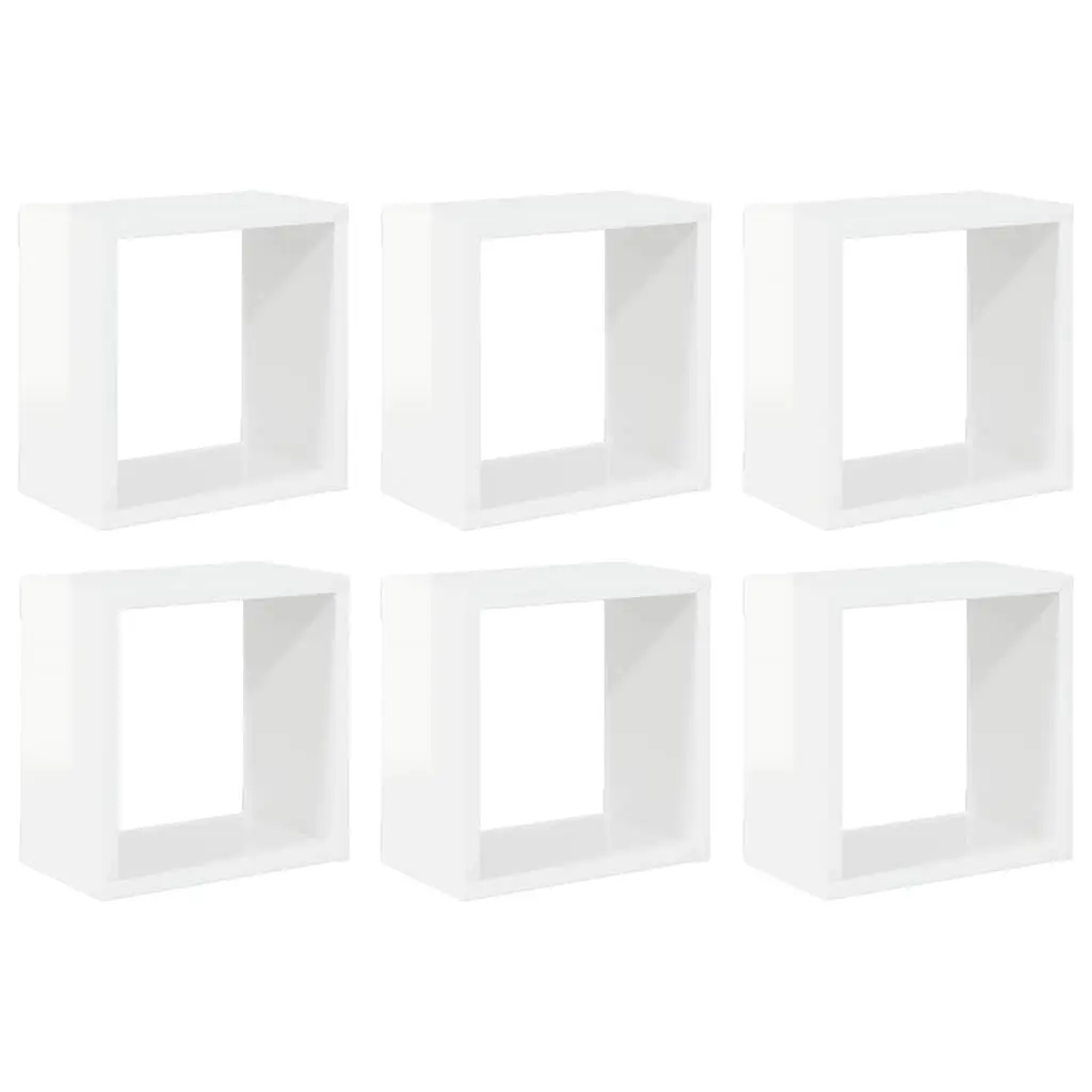 Wall Cube Shelves 6 pcs High Gloss White 26x15x26 cm 807045 - Furniture
