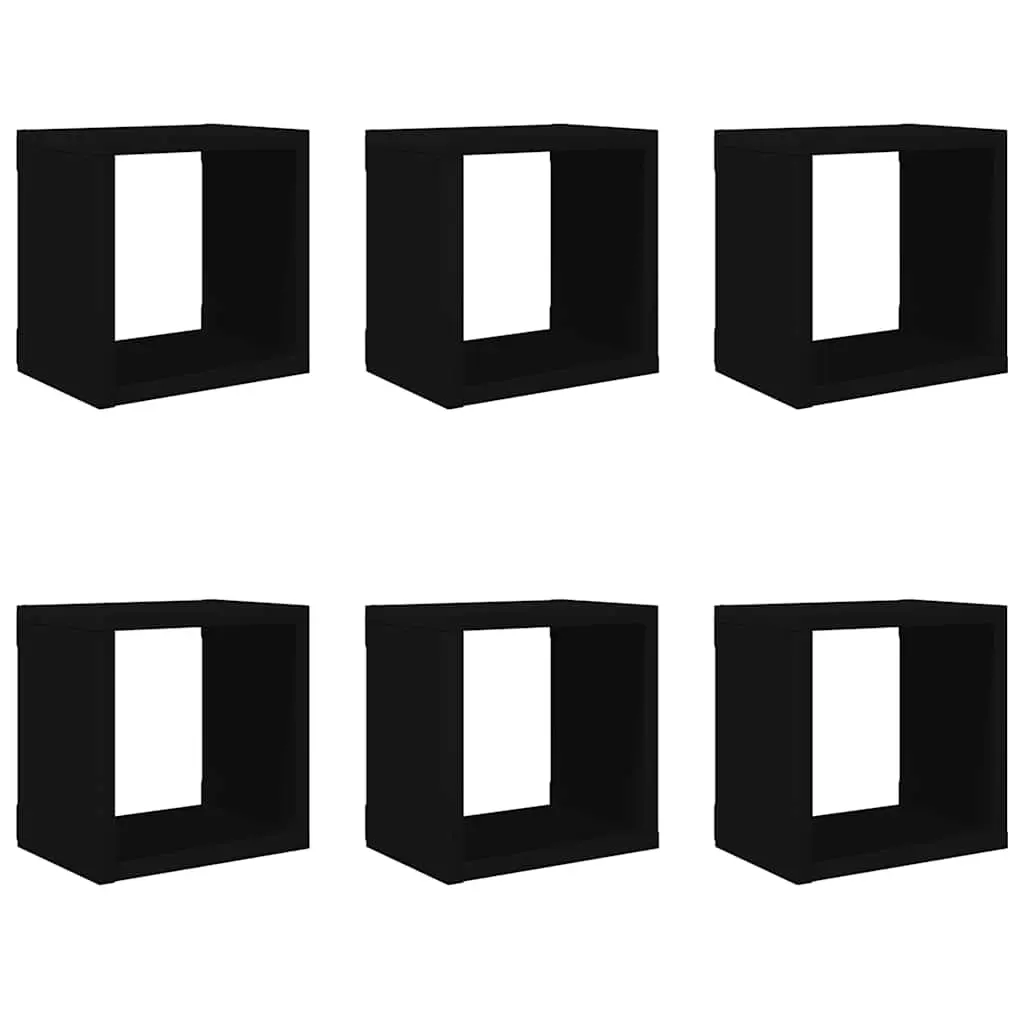 Wall Cube Shelves 6 pcs Black 22x15x22 cm 807057 - Furniture