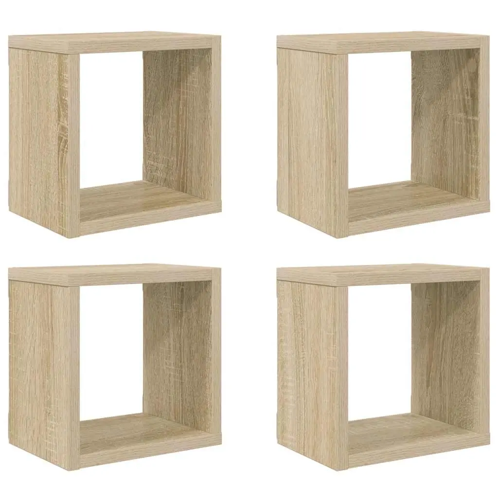 Wall Cube Shelves 4 pcs Sonoma Oak 22x15x22 cm 807062 - Furniture