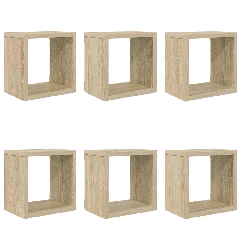 Wall Cube Shelves 6 pcs Sonoma Oak 22x15x22 cm 807063 - Furniture