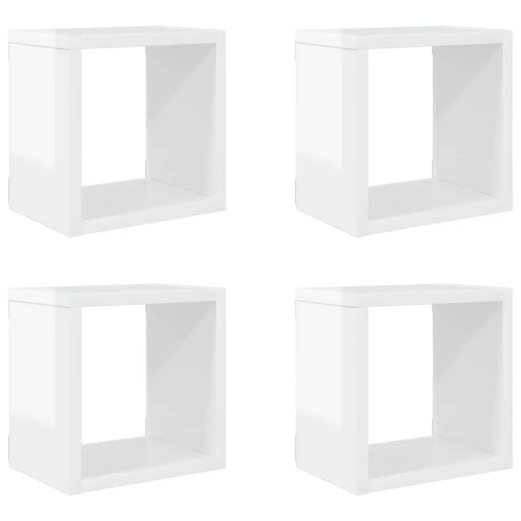 Wall Cube Shelves 4 pcs High Gloss White 22x15x22 cm 807071 - Furniture