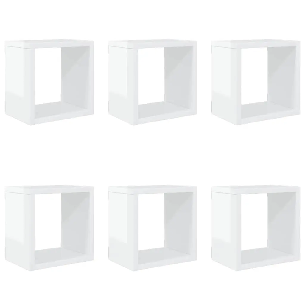 Wall Cube Shelves 6 pcs High Gloss White 22x15x22 cm 807072 - Furniture