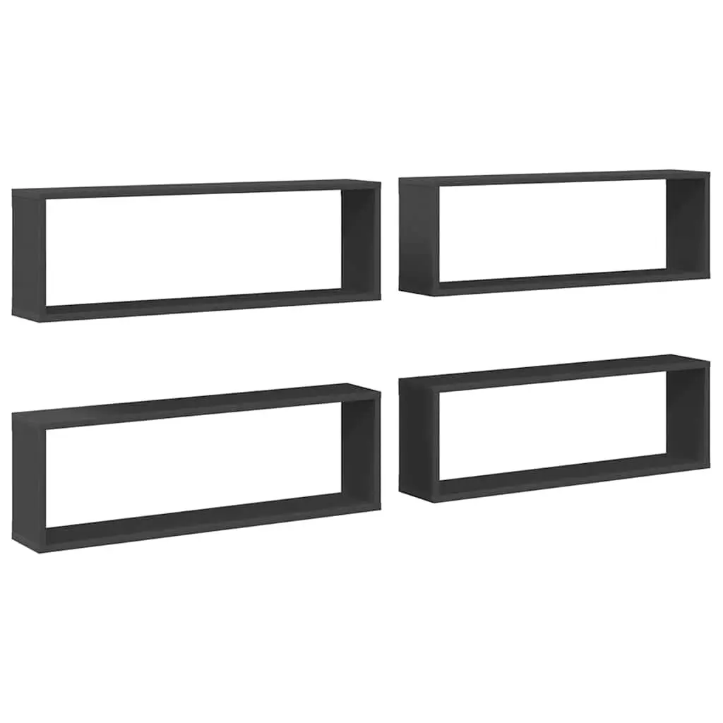Wall Cube Shelves 4 pcs Grey 80x15x26.5 cm Engineered Wood 807113 - Furniture