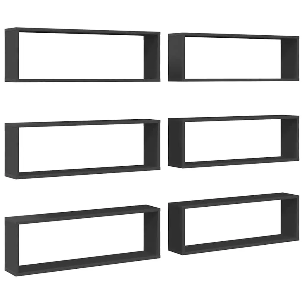 Wall Cube Shelves 6 pcs Grey 80x15x26.5 cm Engineered Wood 807114 - Furniture