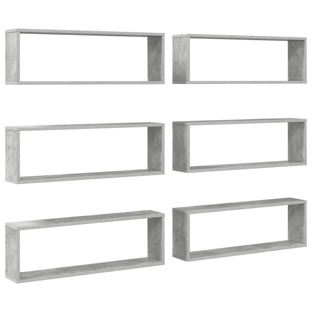 Wall Cube Shelves 6 pcs Concrete Grey 80x15x26.5 cm Engineered Wood 807120 - Furniture
