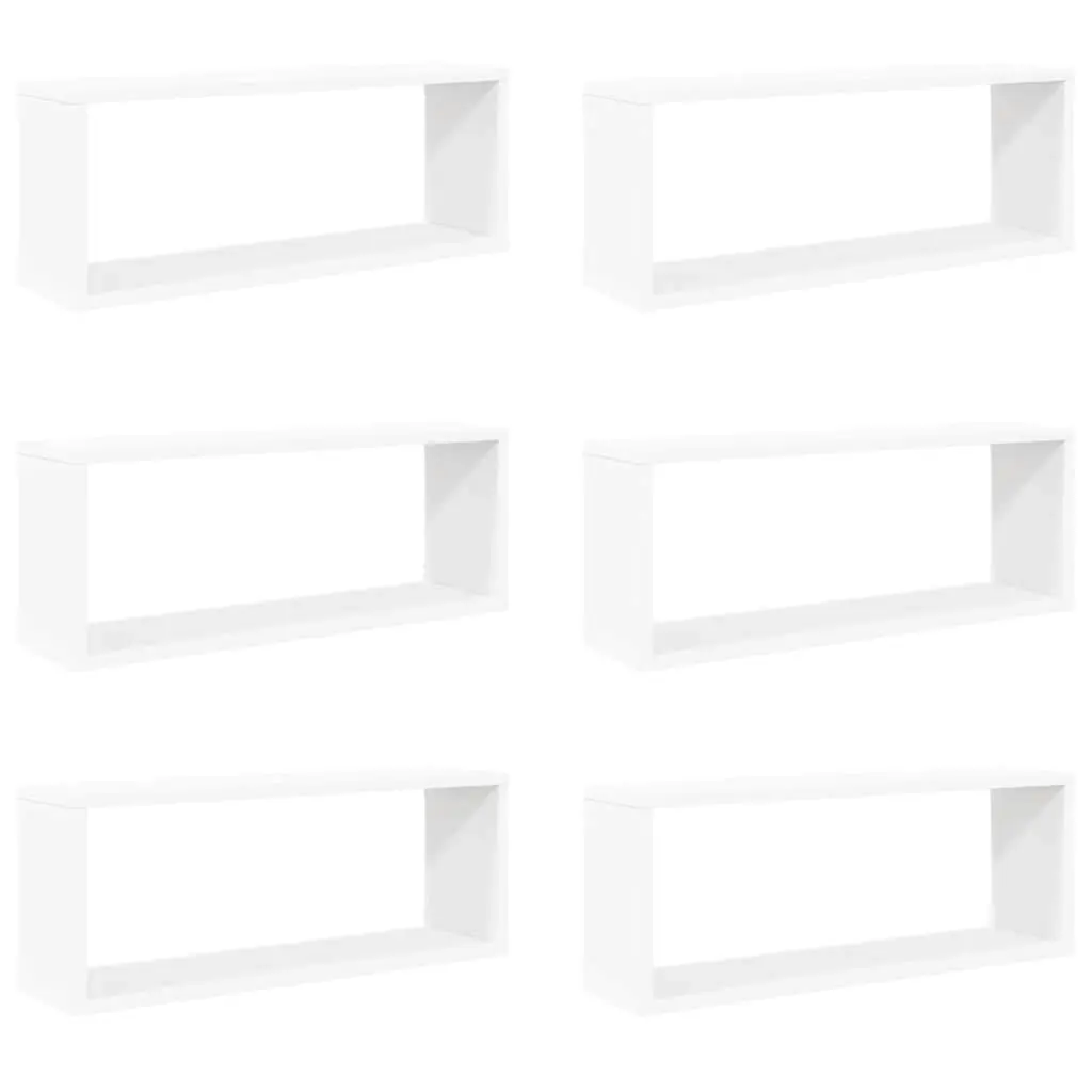 Wall Cube Shelves 6 pcs White 60x15x23 cm Engineered Wood 807135 - Furniture