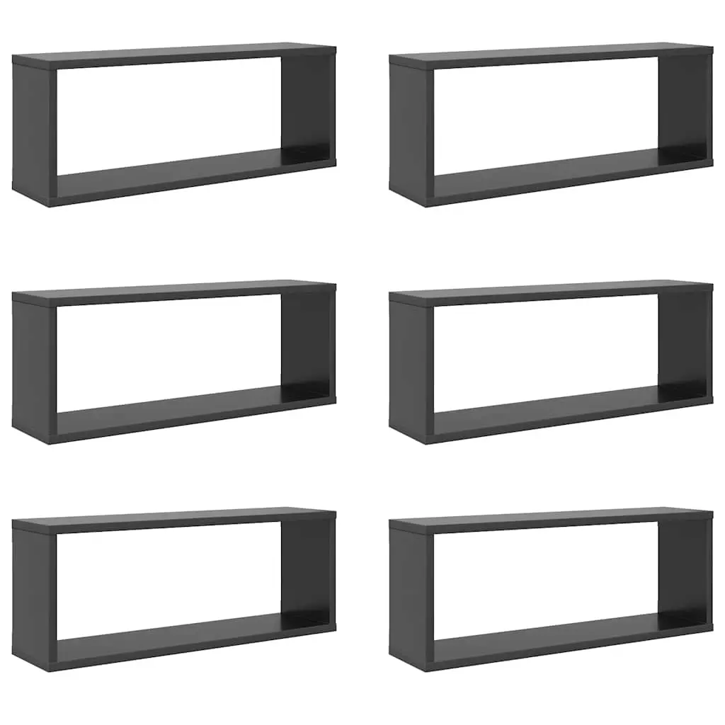 Wall Cube Shelves 6 pcs Grey 60x15x23 cm Engineered Wood 807141 - Furniture