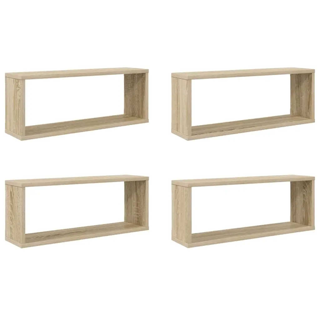 Wall Cube Shelves 4 pcs Sonoma Oak 60x15x23 cm Engineered Wood 807143 - Furniture