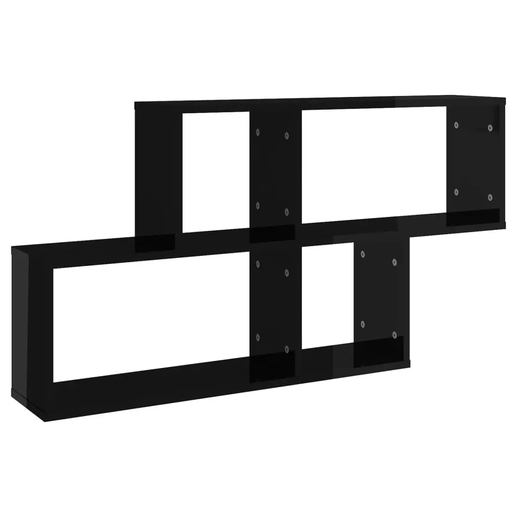 Wall Shelf High Gloss Black 100x18x53 cm Engineered Wood 807167 - Furniture