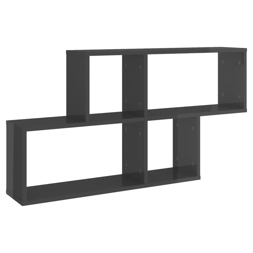 Wall Shelf High Gloss Grey 100x18x53 cm Engineered Wood 807168 - Furniture
