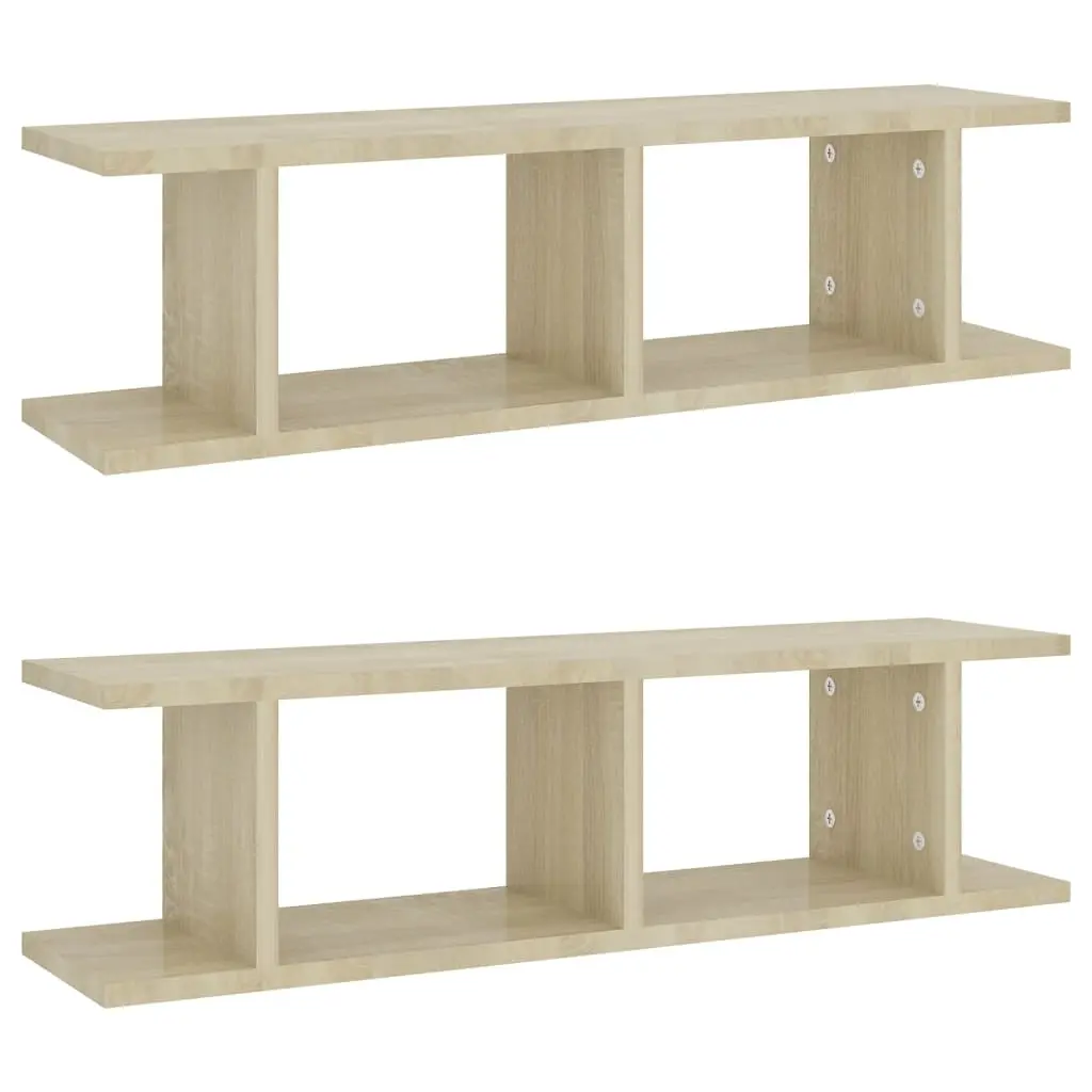 Wall Shelves 2 pcs Sonoma Oak 75x18x20 cm Engineered Wood 807190 - Furniture