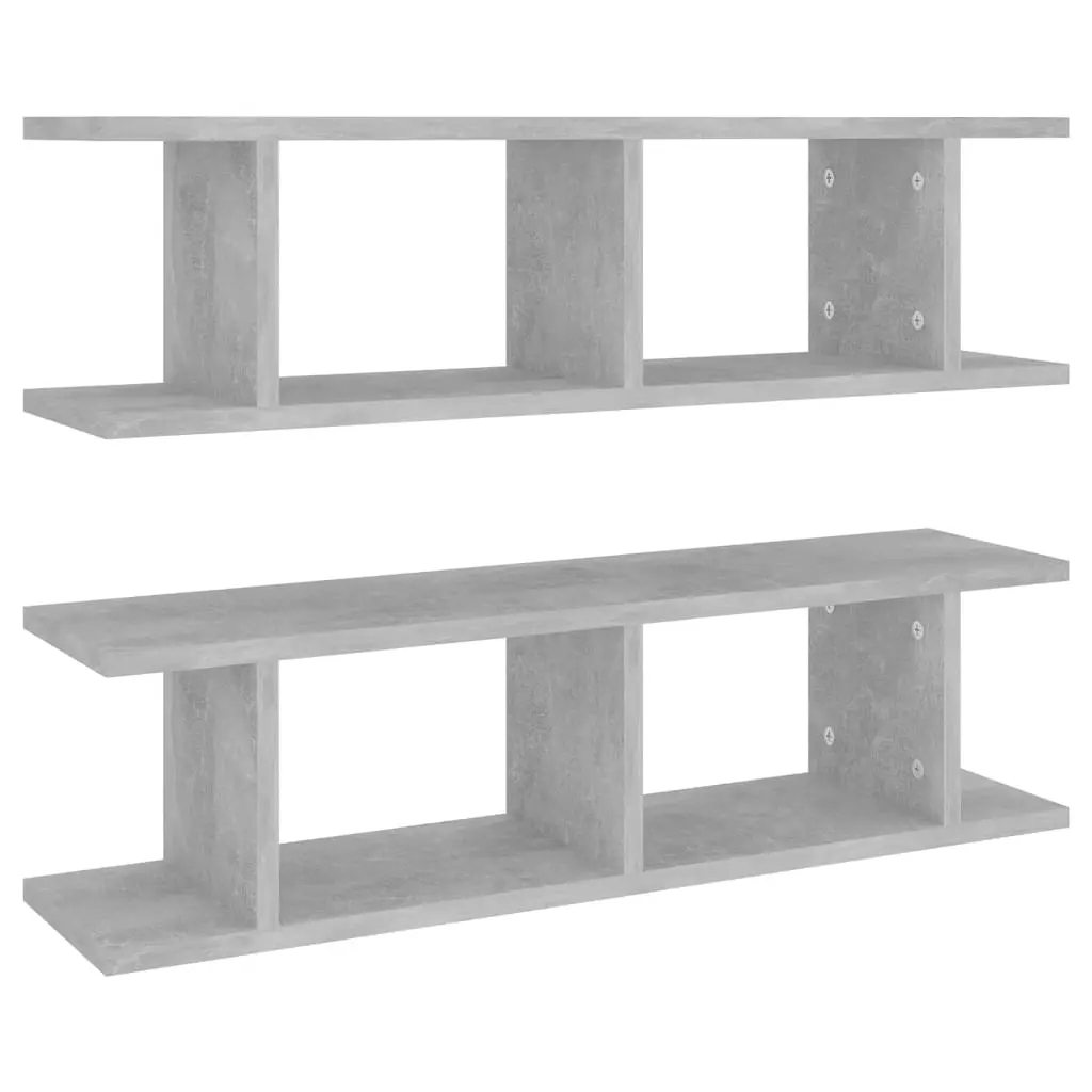 Wall Shelves 2 pcs Concrete Grey 75x18x20 cm Engineered Wood 807191 - Furniture