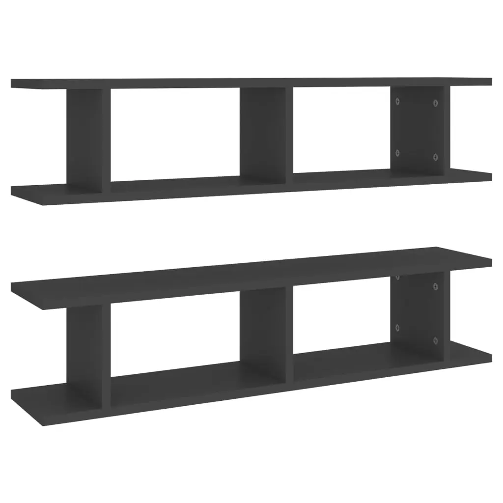 Wall Shelves 2 pcs Grey 90x18x20 cm Engineered Wood 807198 - Furniture