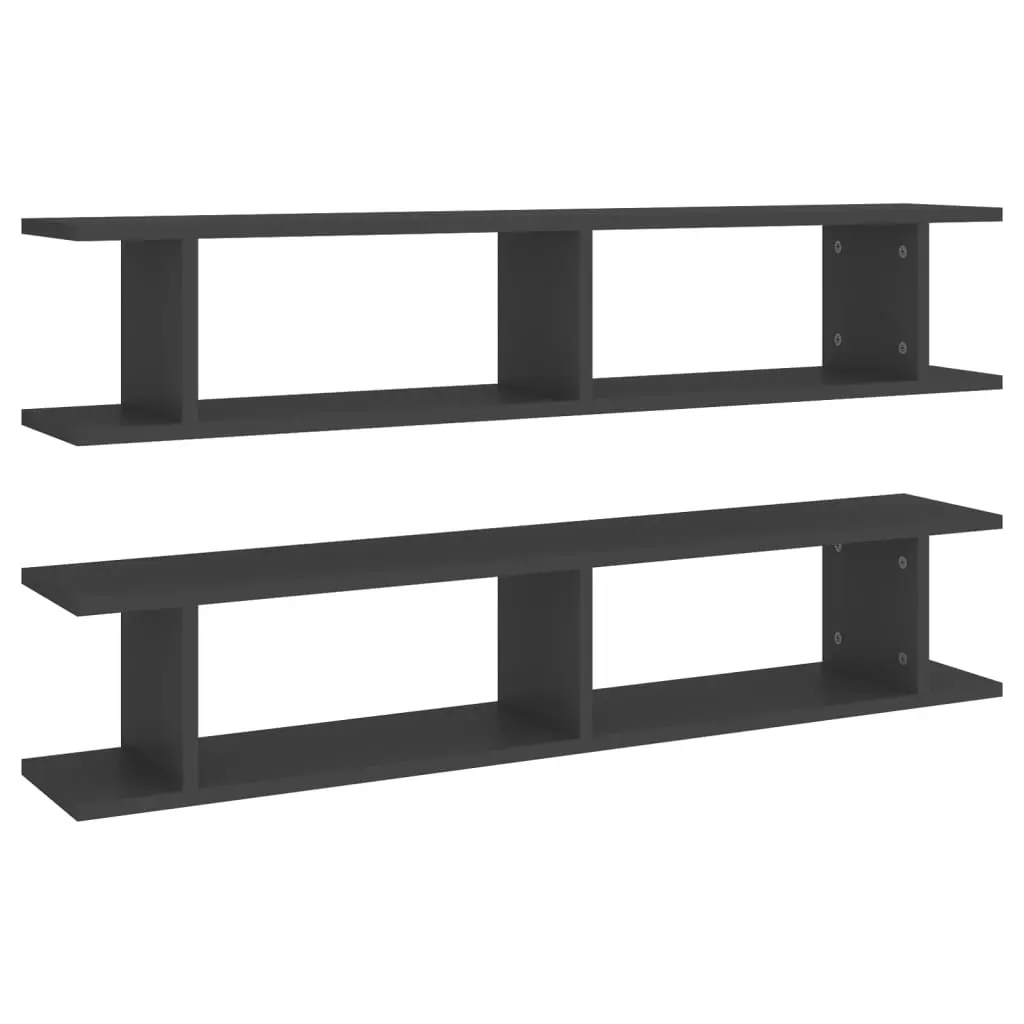 Wall Shelves 2 pcs Grey 105x18x20 cm Engineered Wood 807207 - Furniture